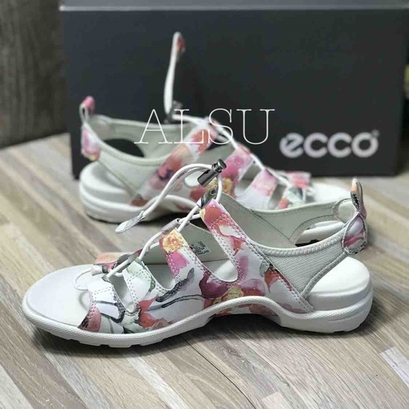 NWT ECCO Jab Toggle Sandal White Floral Leather - Picture 3 of 8